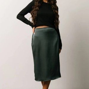 Como Satin Midi Skirt | Pine